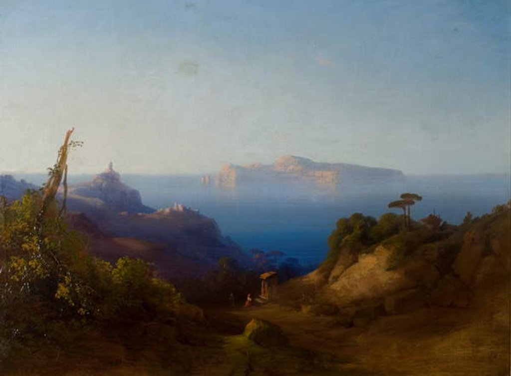 Detail of View of Capri by Consalvo (attr. to) Carelli