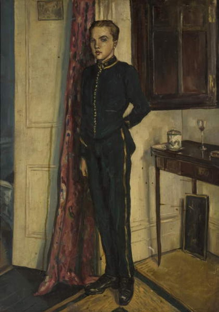 Detail of Youth in Soldier's Uniform by School English