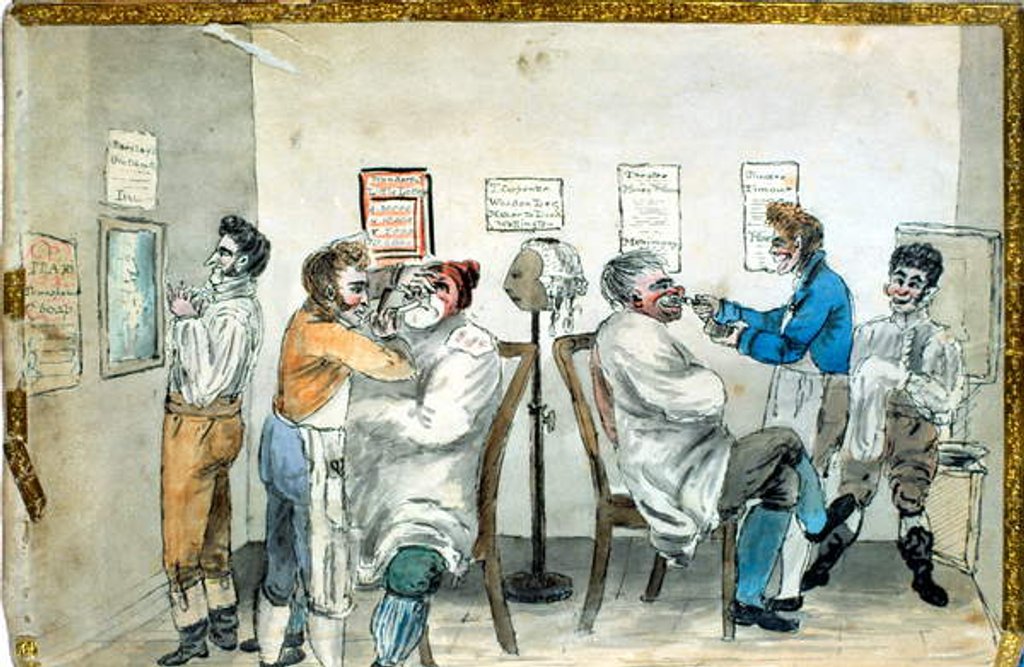 Detail of Barber's Shop by English School