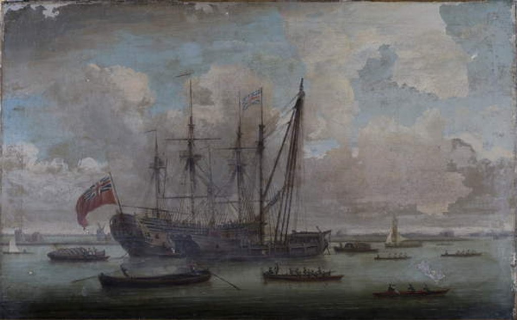 Detail of A Sheer Hulk refitting an East Indiaman by John the Elder Cleveley