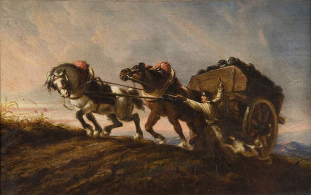 Detail of Horses Straining at a Load, 1864 by Charles (after) Verlat