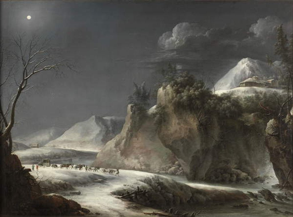 Detail of Winter Scene in the Italian Alps, c.1735-1765 by Francesco Foschi