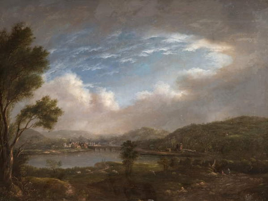 Detail of River Scene by John Warwick Smith