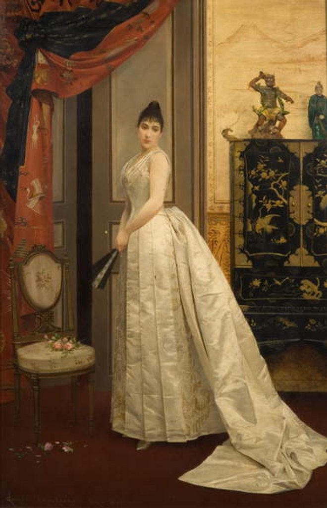 Detail of Lady with a Fan, 1888 by Georges Croegaert