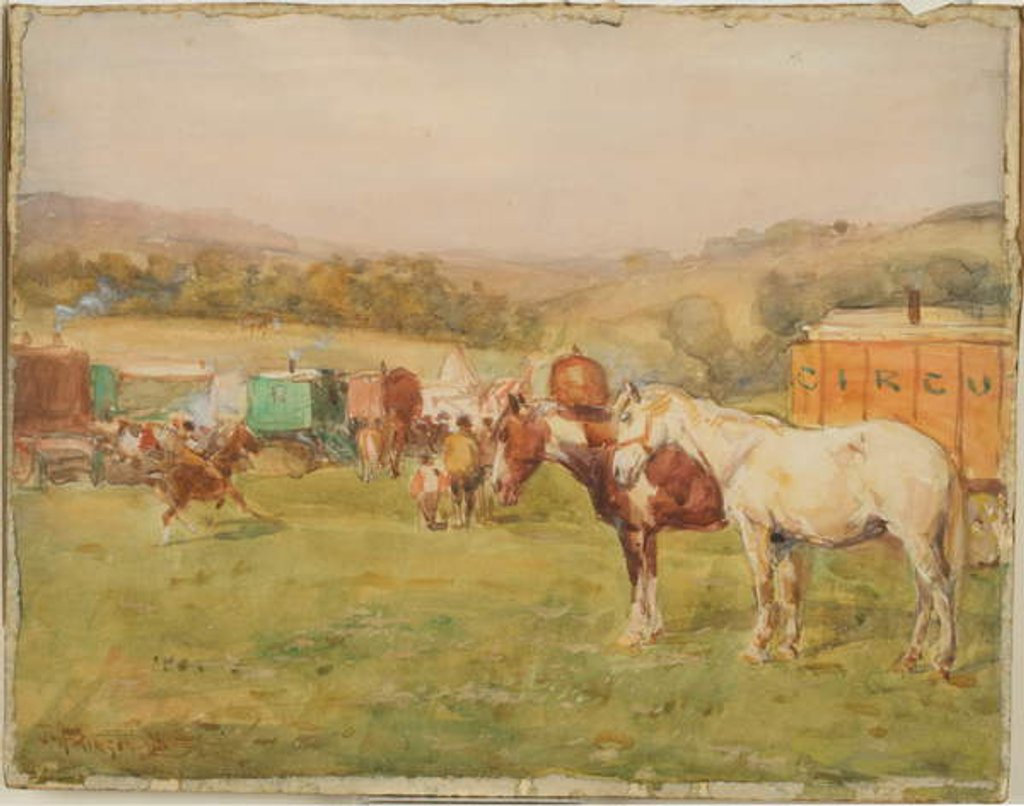 Detail of Two Horses and a Circus Van by John Atkinson