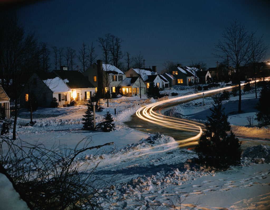 Detail of Neighborhood at Night by Anonymous