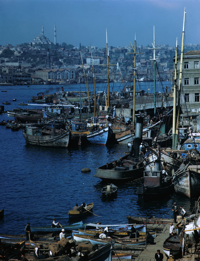 Detail of Docked Ships in Istanbul, Turkey by Anonymous