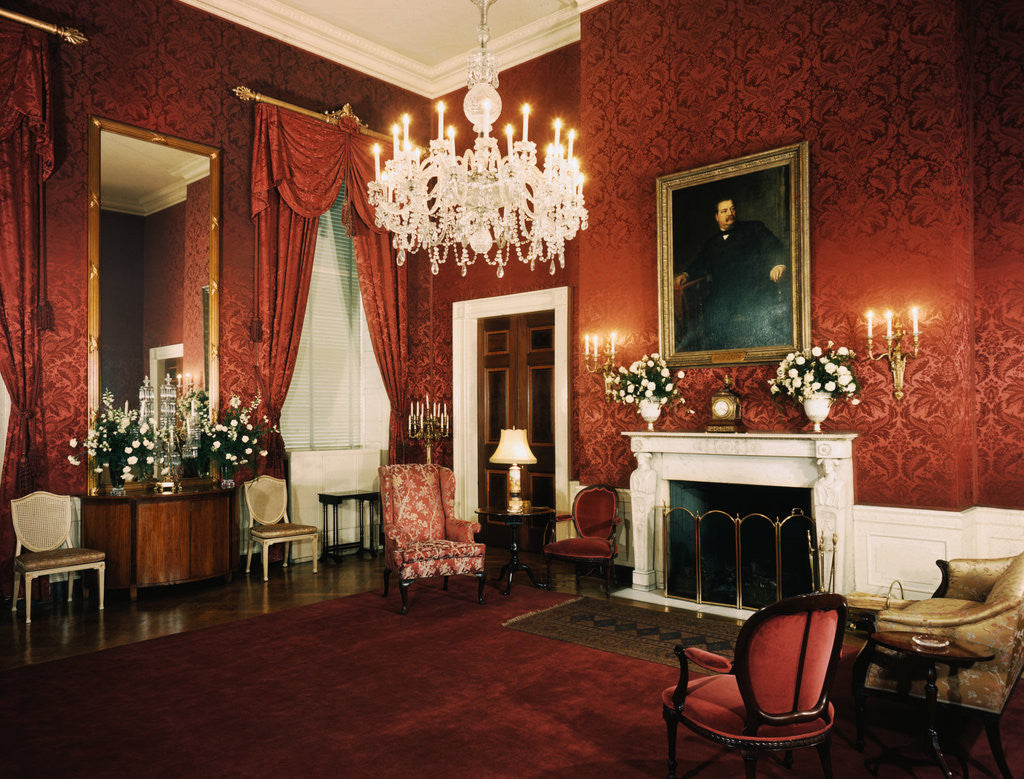 Detail of Red Room of White House by Anonymous