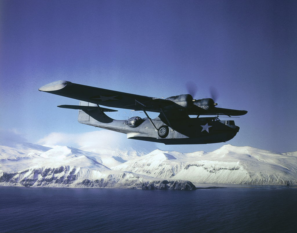 Detail of US Navy PBY Catalina Bomber in Flight by Anonymous