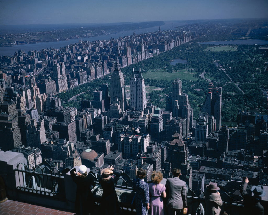 Detail of Tourists Looking Over Manhattan at Central Park by Anonymous