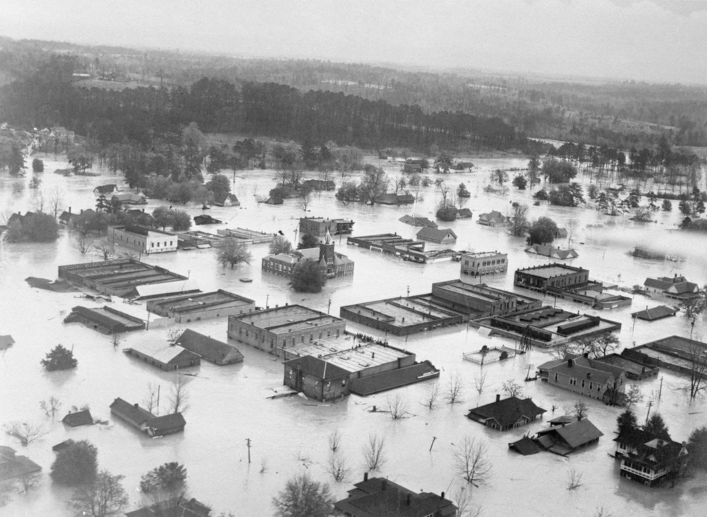 Detail of Flood Waters Covering Town by Anonymous