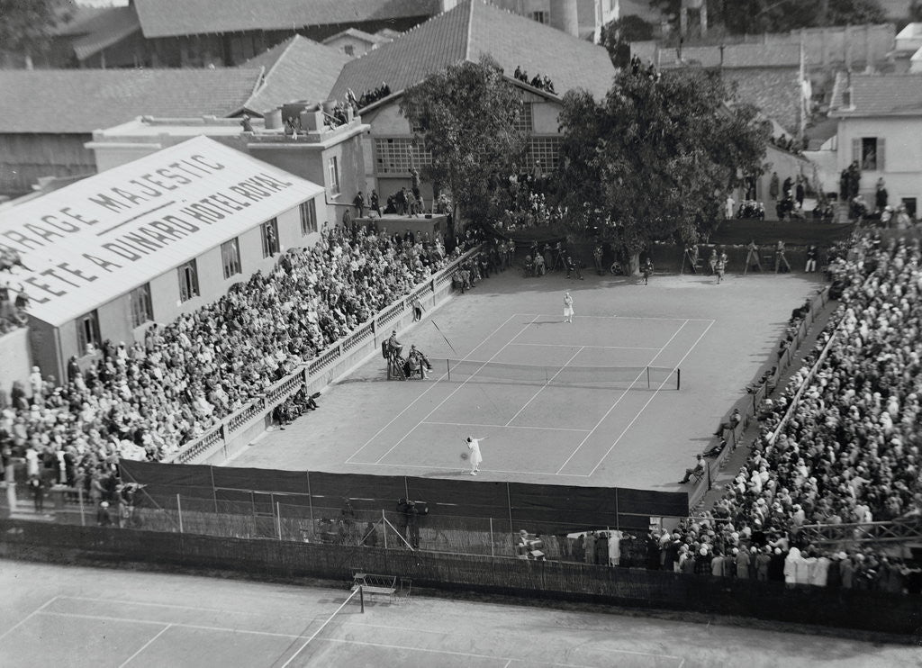 Detail of View of Helen Wills Playing Suzanne Lenglen by Corbis