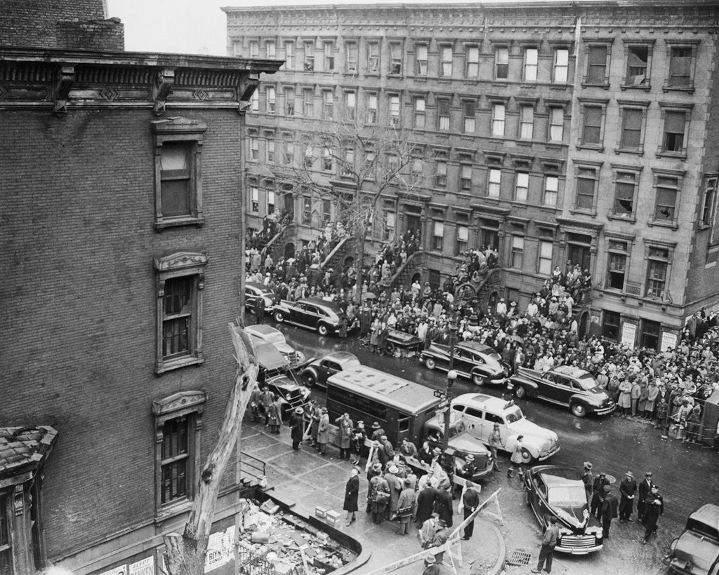 Detail of Crowds Watching Police Searching Collyer Mansion by Anonymous
