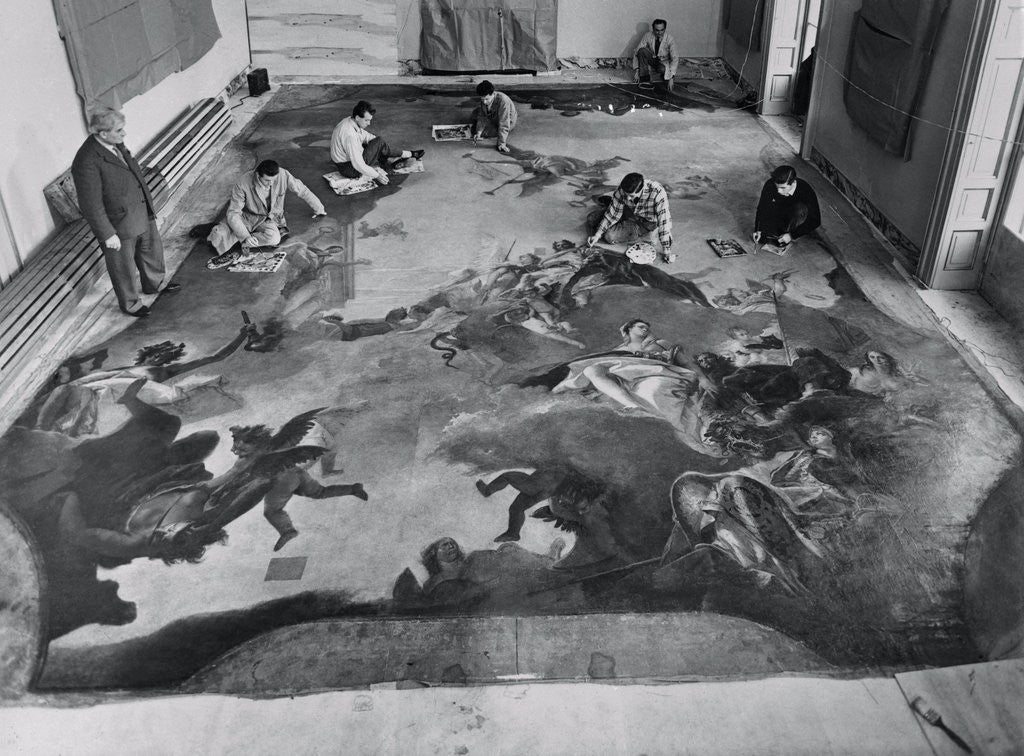 Detail of View of Restoration of Painting, Apotheosis of a Venetian Nobleman by Anonymous