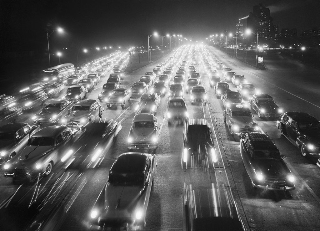 Detail of View of Traffic at Night by Anonymous
