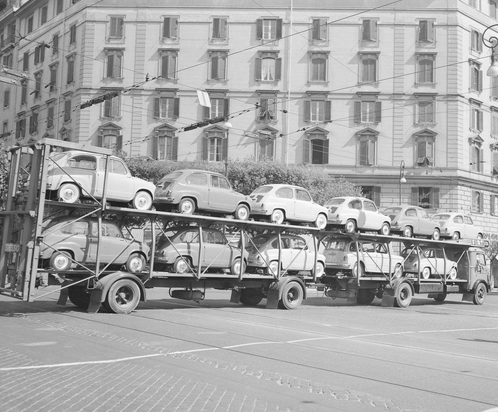 Detail of Fiat Cars Being Delivered to Dealers by Corbis