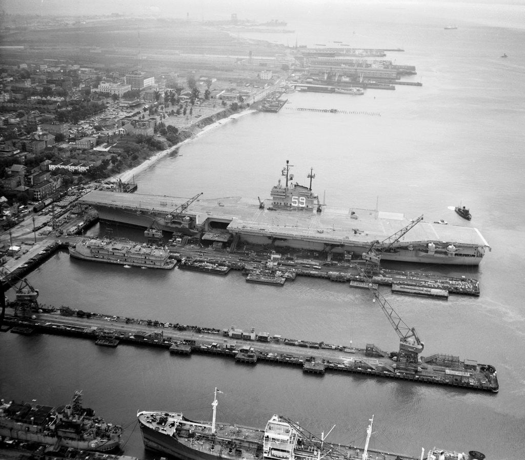 Detail of U.S.S. Forrestal Waiting in Port by Anonymous