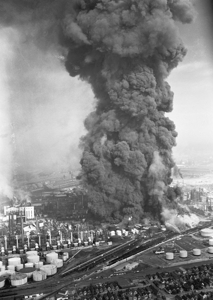 Detail of Burning Oil Refinery by Corbis