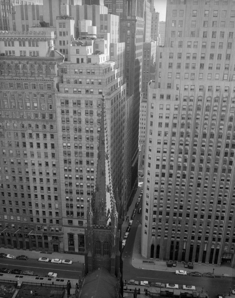 Detail of Trinity Church Rising Above Wall Street by Anonymous