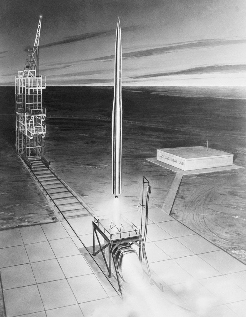 Detail of Drawing of a Rocket Vehicle by Anonymous