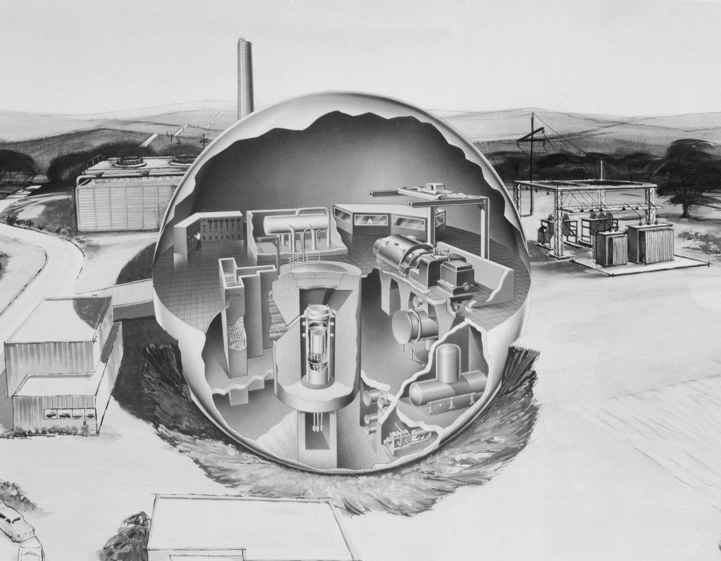Detail of Drawing of an Atomic Power Plant by Anonymous