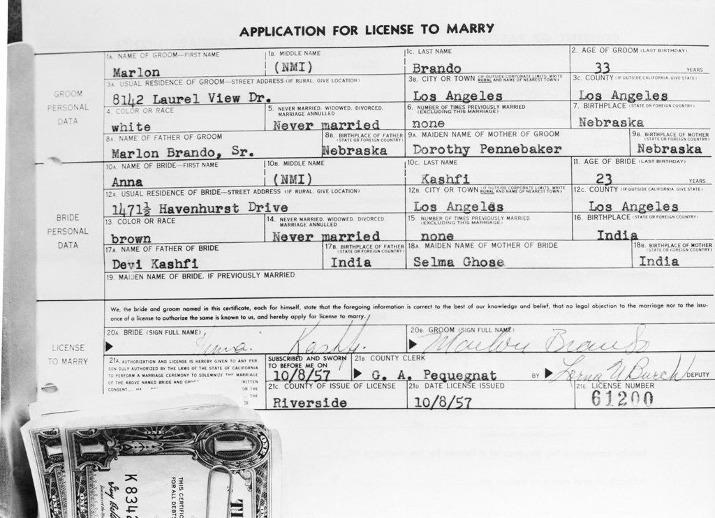 Detail of Marriage License by Anonymous