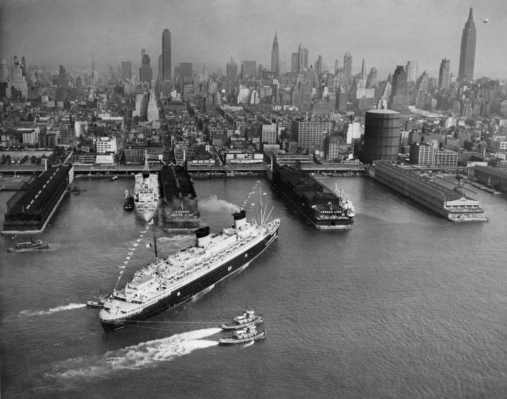 Detail of SS Liberte (Formerly Europa) Berths in New York, 1950 by Anonymous