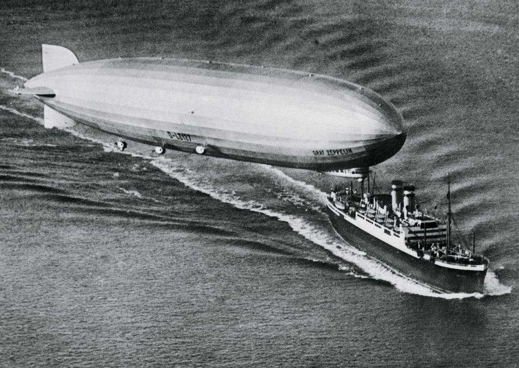 Detail of Graf Zeppelin Flying Above the S.S. New York by Anonymous