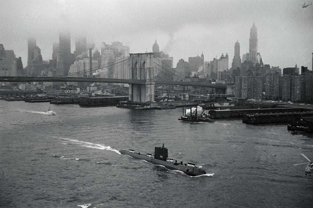 Detail of Nuclear Submarine Passing New York View by Anonymous