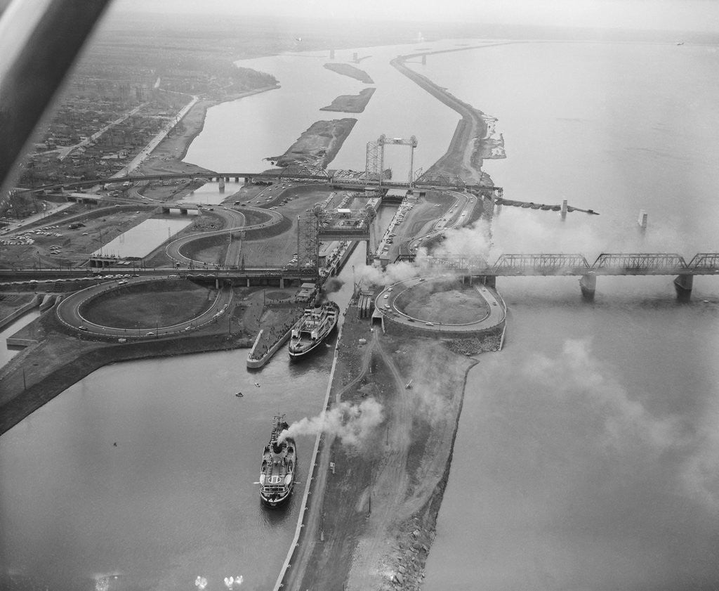 Detail of Canadian Icebreakers D'Iberville and Montcalm at St.Lambert Lock by Anonymous