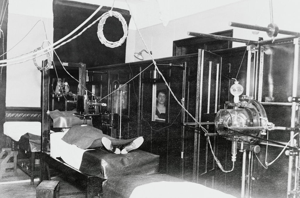 Detail of Patient on Roentgen Ray Apparatus by Anonymous