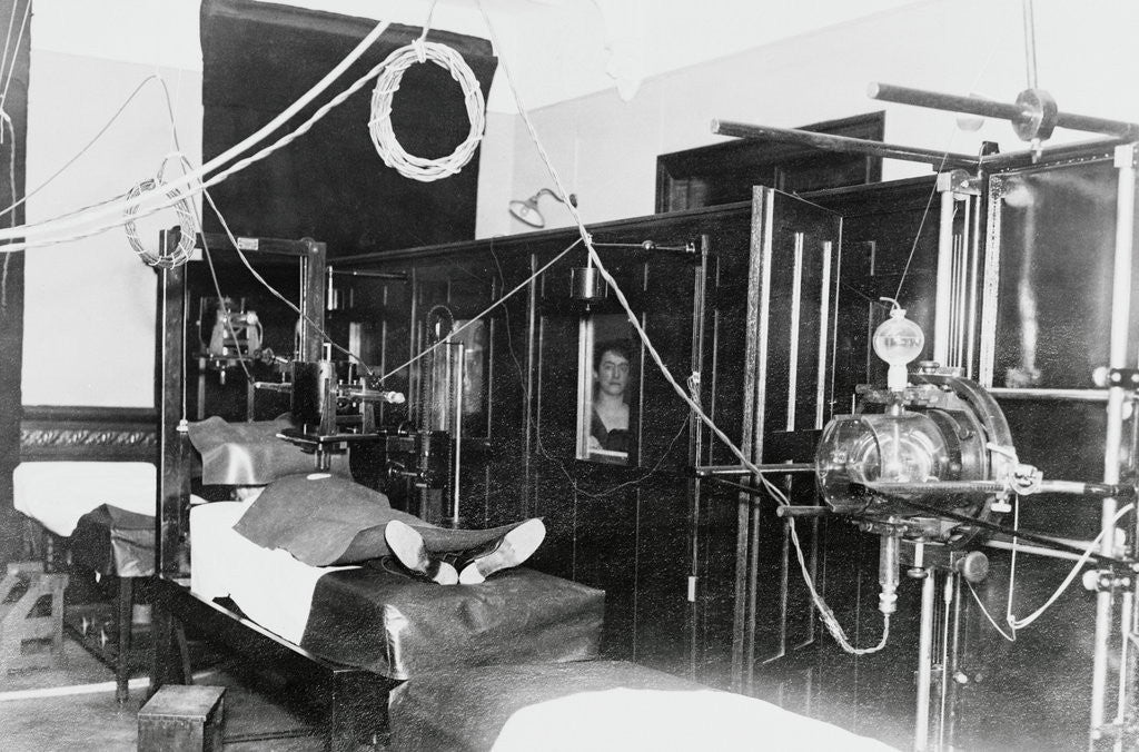 Detail of Patient on Roentgen Ray Apparatus by Corbis