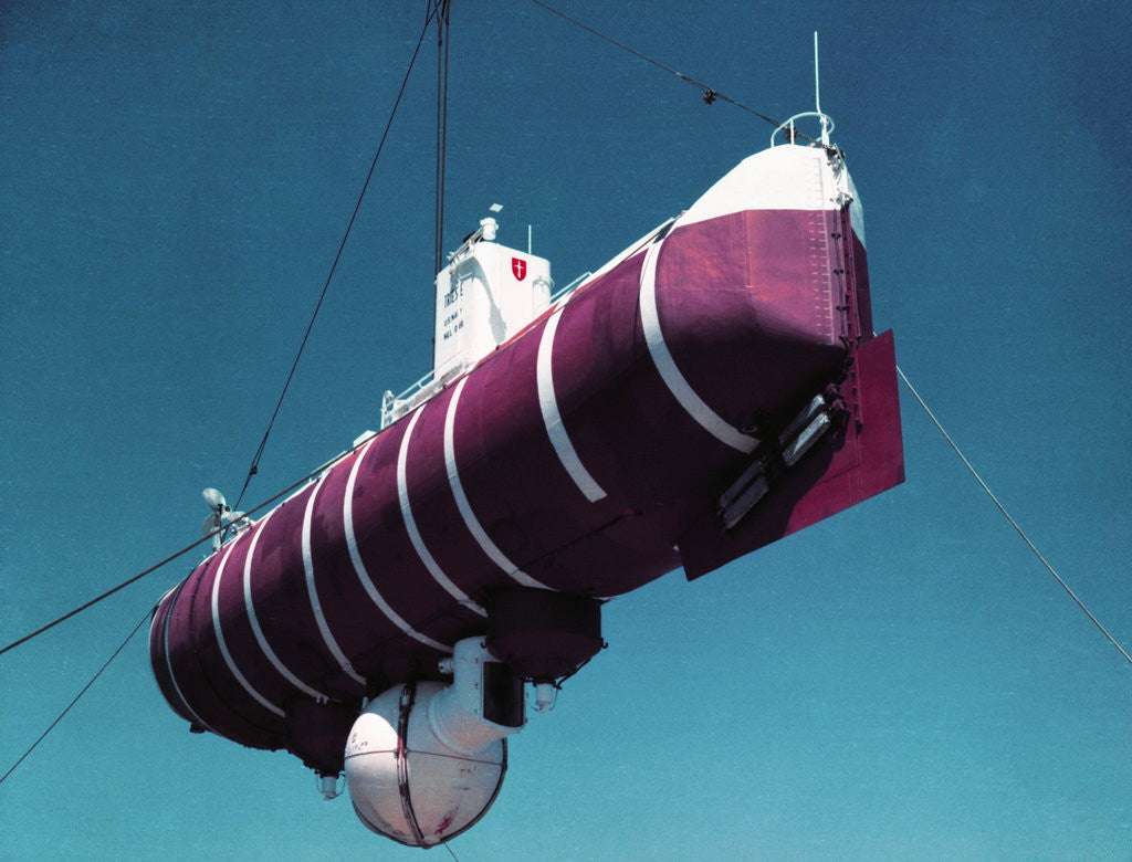 Detail of A Floating Crane Lifting a Bathyscaph by Anonymous