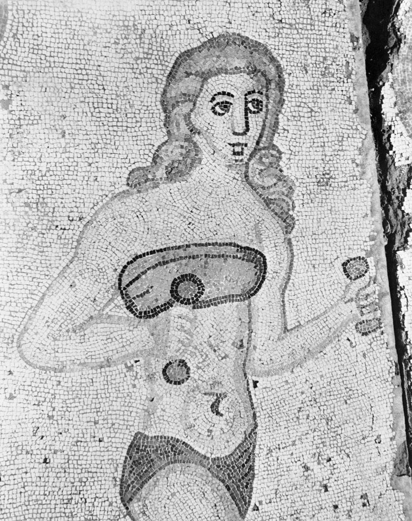 Detail of Detail of Young Women Exercising Late Antique Roman Mosaic by Corbis