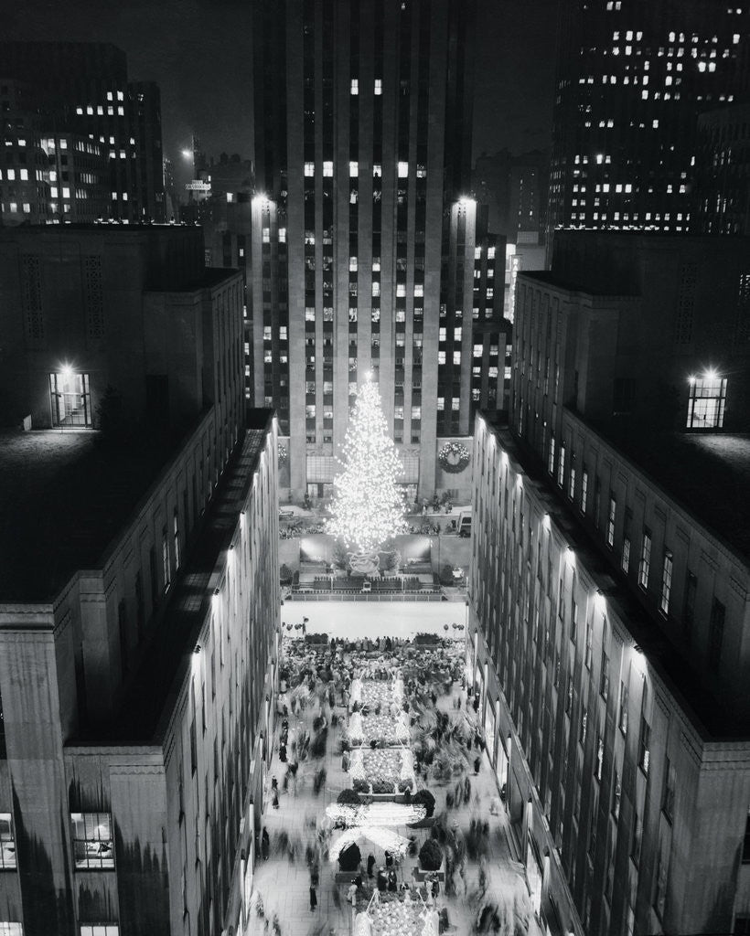 Detail of Christmas Tree Lighting up Rockefeller Plaza by Corbis