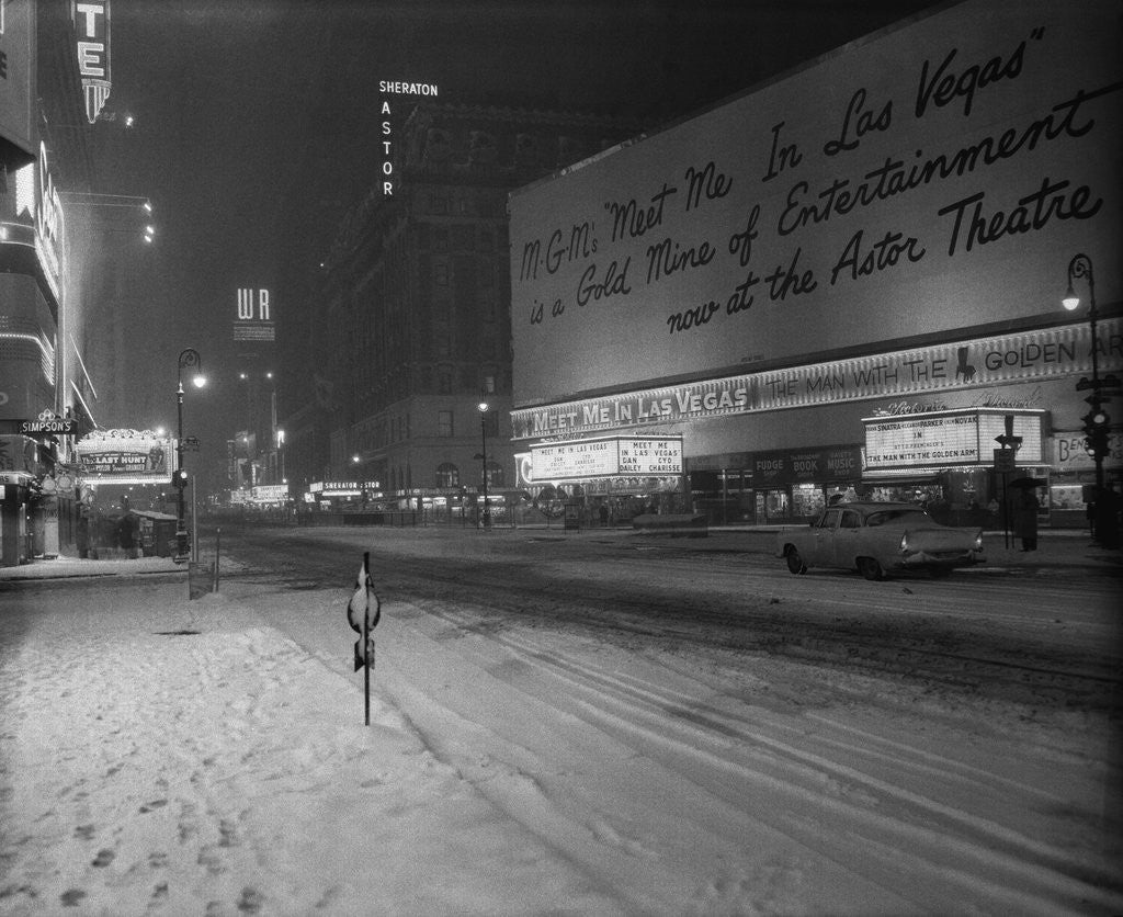 Detail of Snowstorm in New York City Leaves Times Square Deserted by Anonymous
