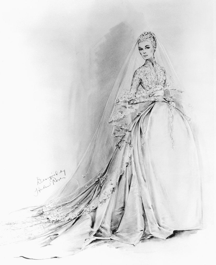 Detail of Grace Kelly's Cathedral Wedding Gown by Anonymous