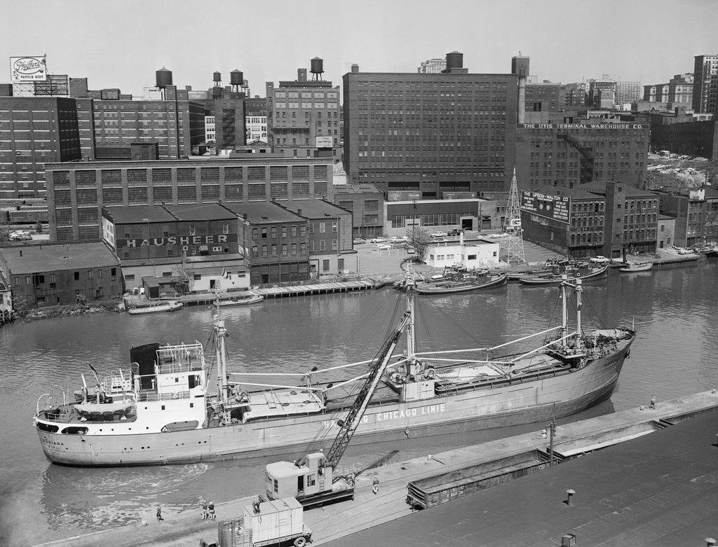 Detail of Cargo Ship Moving Down a River by Anonymous