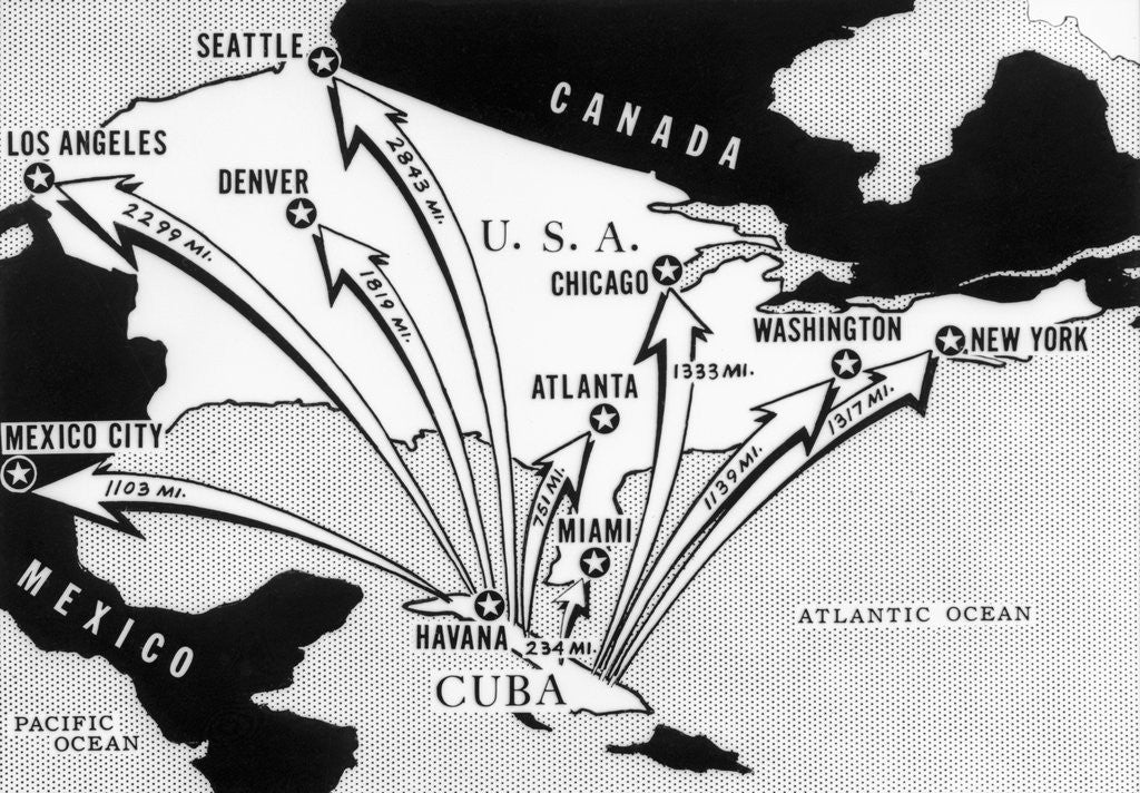 Detail of Distances of Major Cites from Cuba by Anonymous