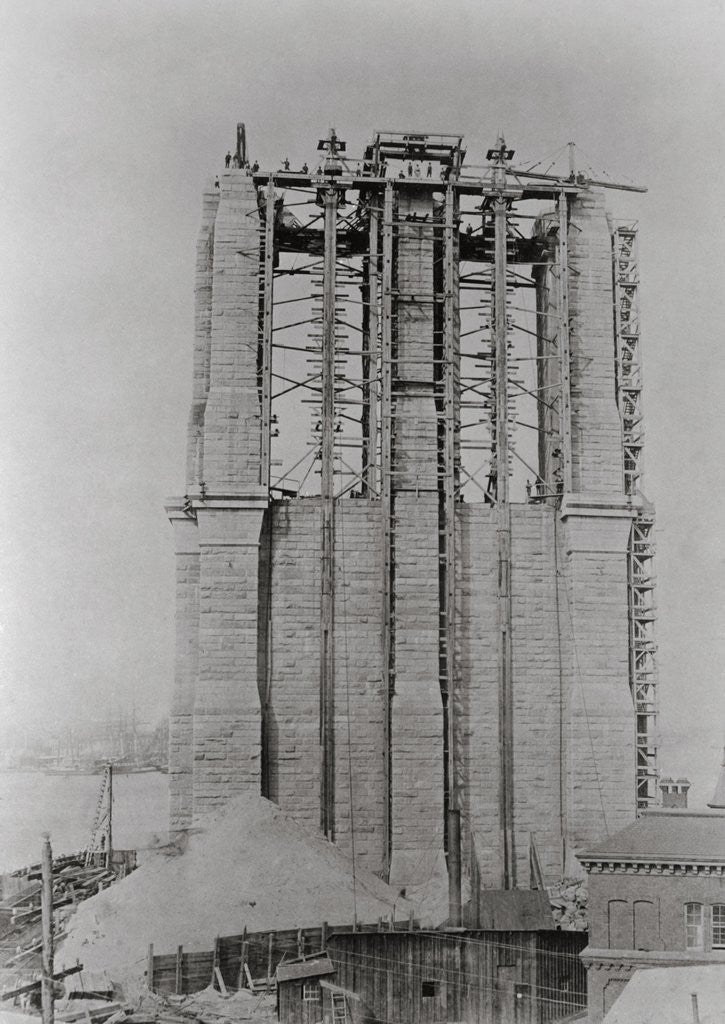 Detail of Construction of the Brooklyn Bridge by Anonymous