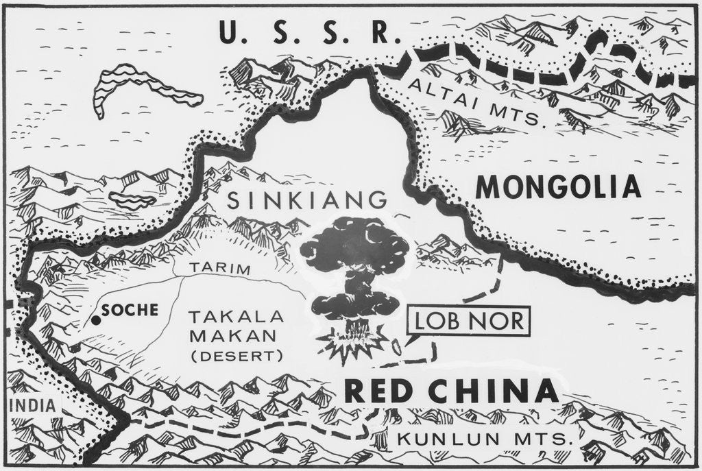 Detail of Map Indicating Chinese Nuclear Explosion by Anonymous