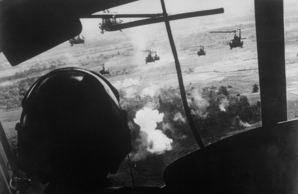 Detail of Bell UH-1 Huey Squadron Firing on Vietcong by Corbis