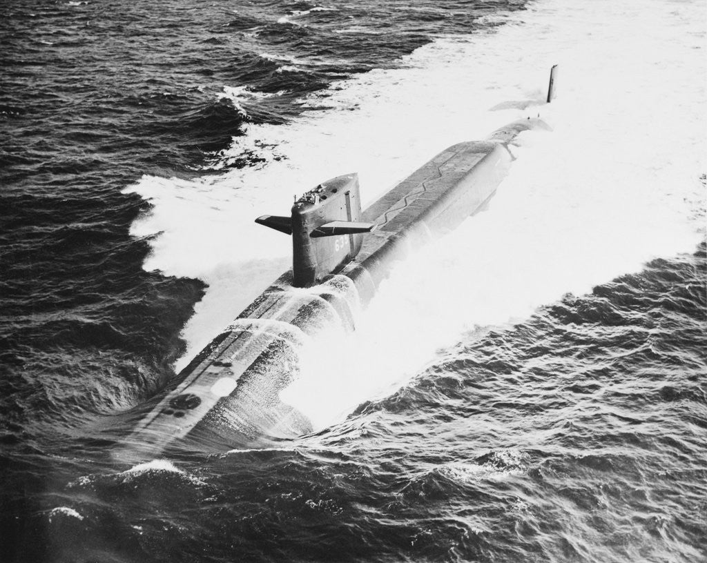 Detail of Nuclear Submarine USS Sam Rayburn in the Ocean by Corbis
