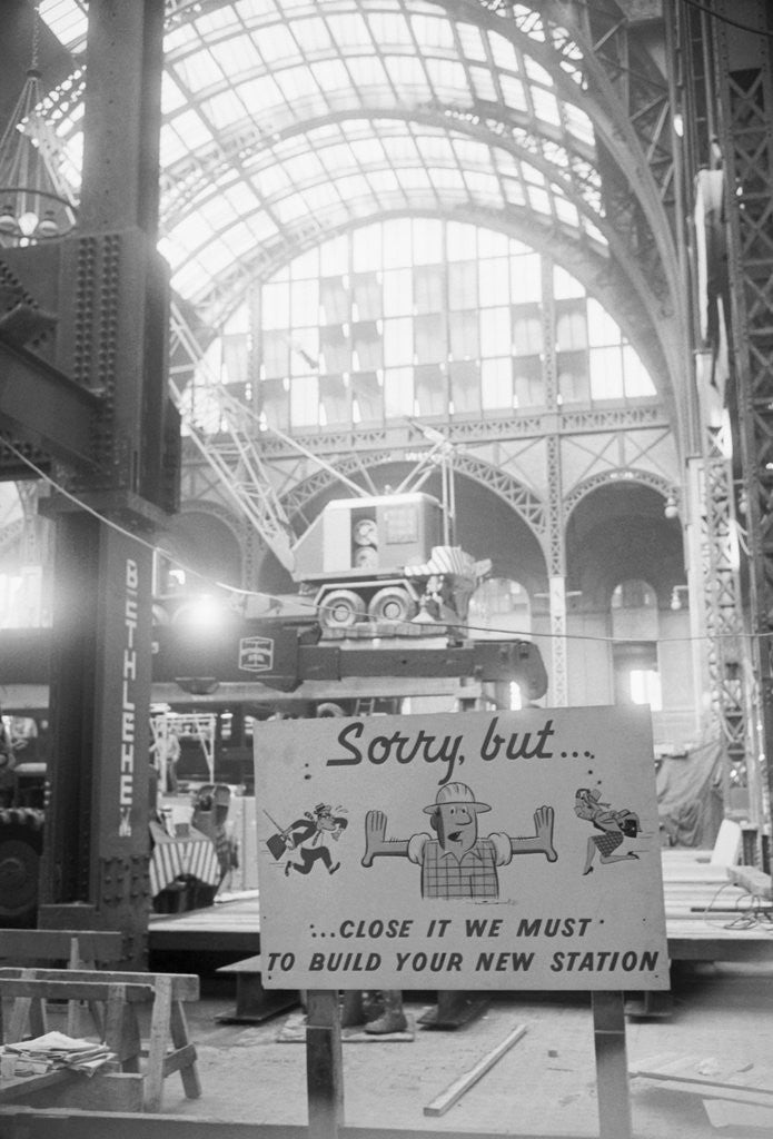 Detail of Signs Hanging Over Renovation by Anonymous