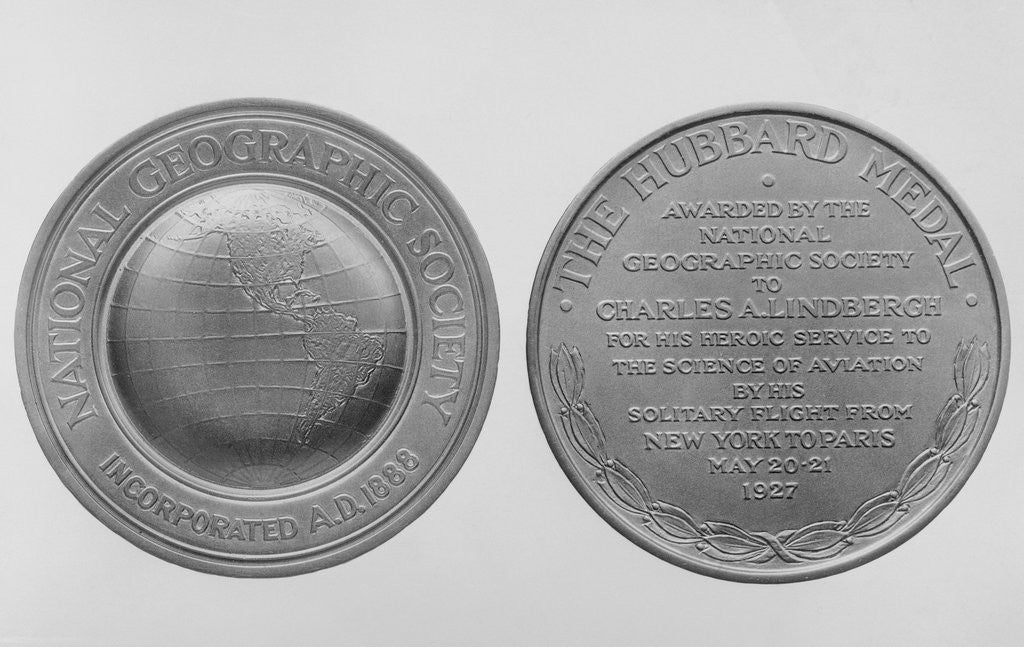 Detail of Charles Lindberg's Hubbard Gold Medal by Anonymous