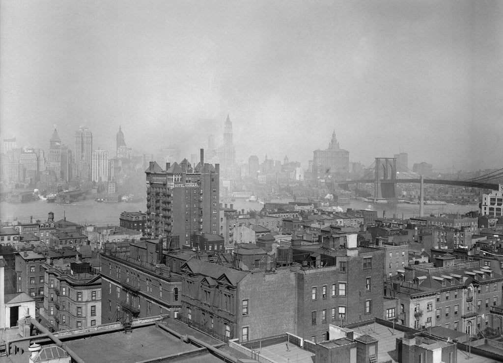 Detail of View of Brooklyn Heights Showing Skyline of New York City by Anonymous