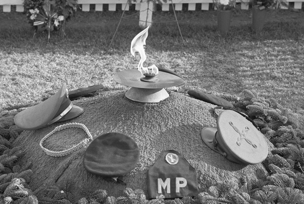 Detail of Military Caps Showing Tribute at JFK's Grave by Corbis