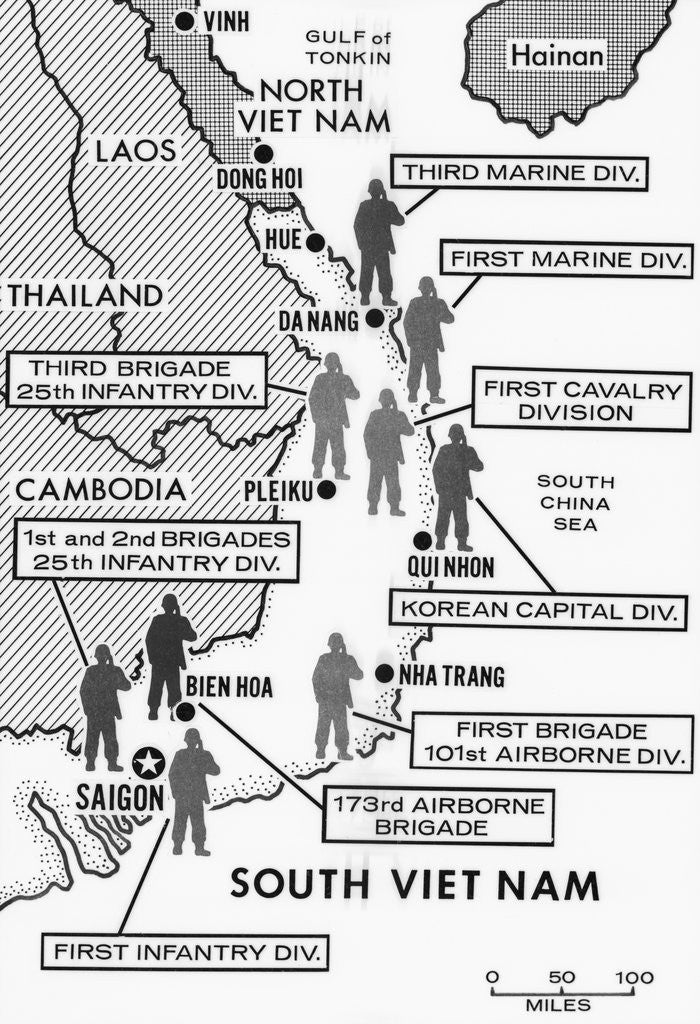 Detail of Map Showing Divisions in the Vietnam War by Anonymous