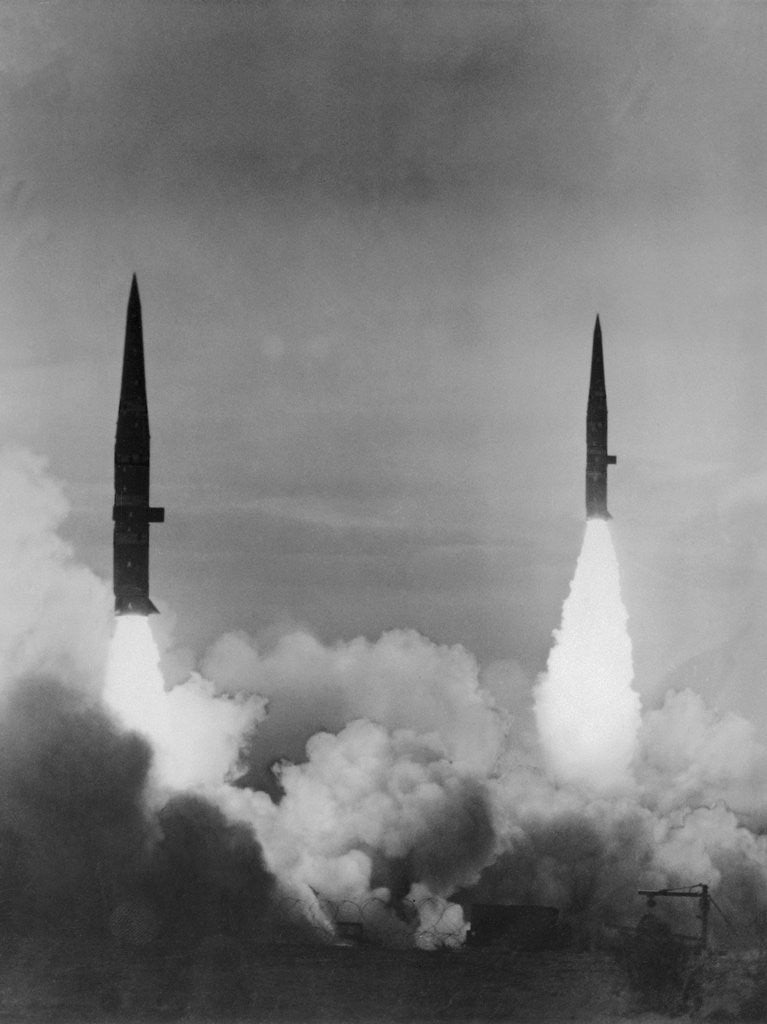 Detail of Missiles Being Launched into Sky by Anonymous