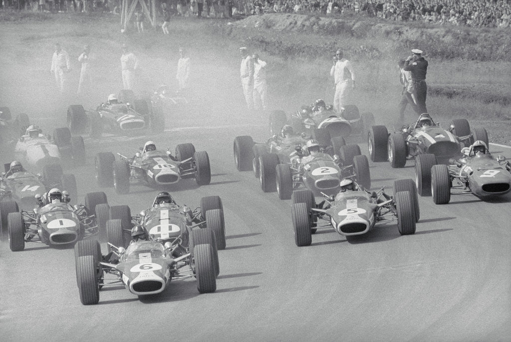 Detail of Cars Racing in a Grand Prix by Corbis